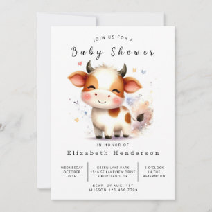 Editable Animal Stylish Cow Baby Shower Invitation
