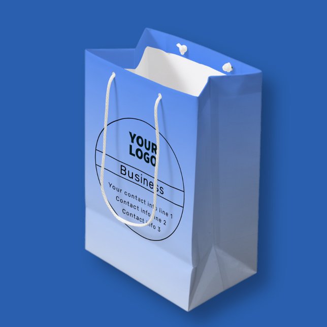 Editable Any Colour Ombre | Business Name & Logo  Medium Gift Bag (Creator Uploaded)
