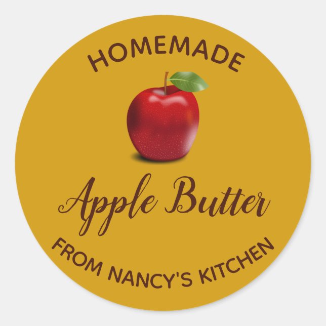 Editable Apple Preserves Classic Round Sticker (Front)