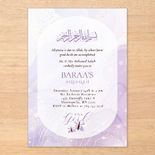 Editable Aqiqah for Baby It’s a Girl Acrylic Invitations