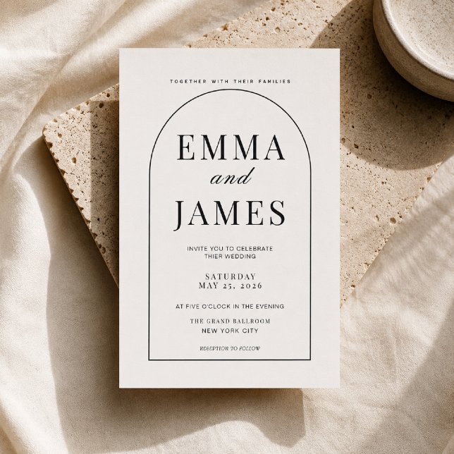 Editable Arch Shape Minimal Wedding Invitation (Elegant arch design for a timeless luxury wedding invitation.)
