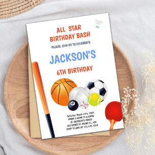Editable Athletic Party Invite for Boys