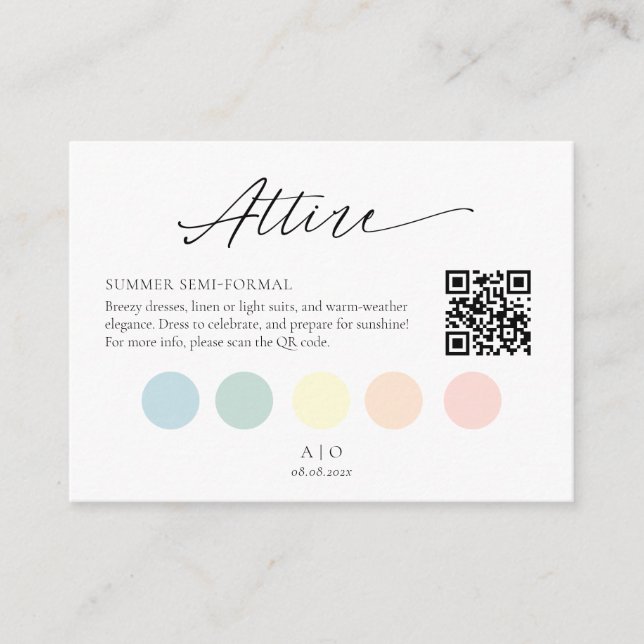 Editable Attire/Dress Code QR Color Palette Card (Front)