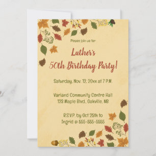 Editable Autumn Fall Birthday Invitation