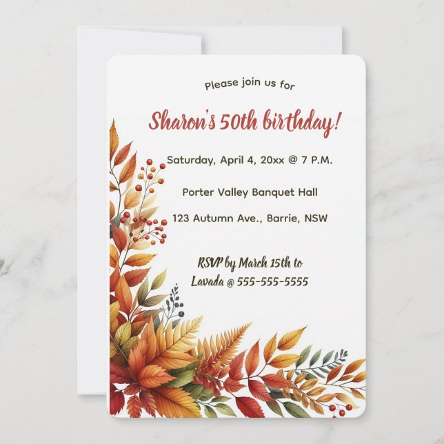 Editable Autumn Foliage Invitation (Front)