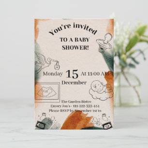 Editable Baby Shower Invite Minimalist Pacifier