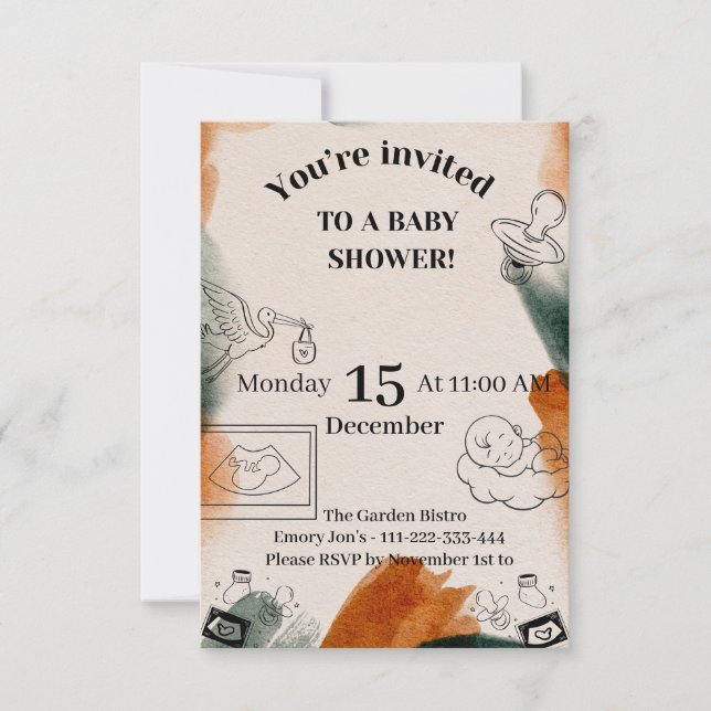Editable Baby Shower Invite | Minimalist Pacifier (Front)