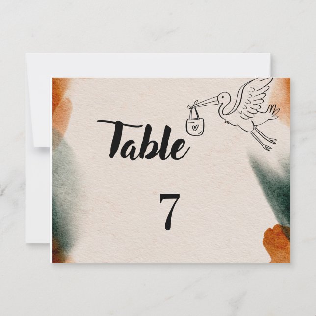 Editable Baby Shower Table Numbers | Minimalist Pa (Front)