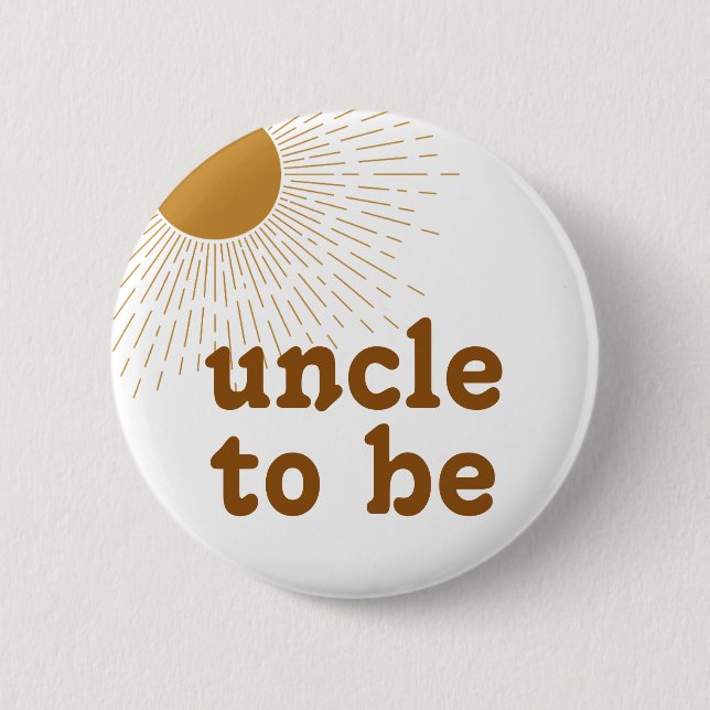 Editable Baby Shower Uncle To Be 6 Cm Round Badge (Front)