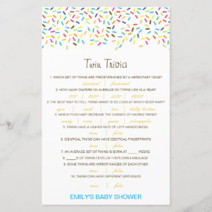 Editable Baby Twin Trivia Baby Shower with Answer