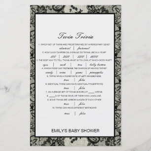 Editable Baby Twin Trivia Baby Shower with Answer