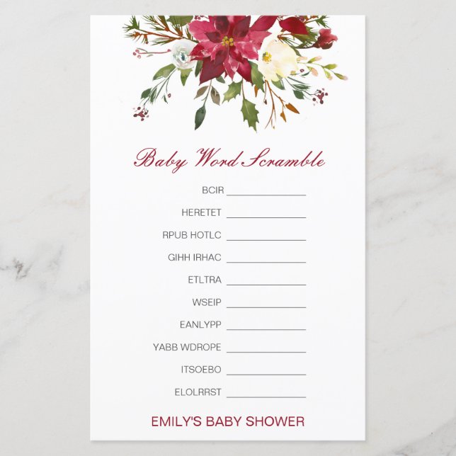 Editable Baby Word Scramble with Answer (Front)