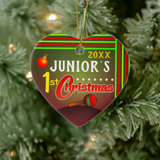 (Editable) Baby's First 1st Christmas Ceramic Tree Decoration (Tree)