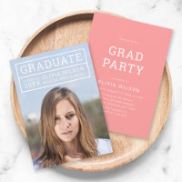 Editable Back Colour Modern Grid Photo Grad Party