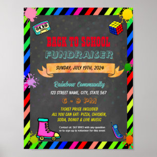 Editable back to school 80s theme flyer poster