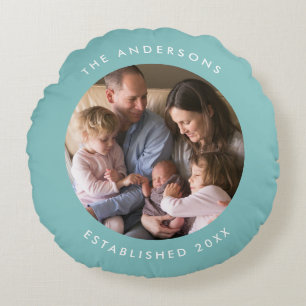 Editable Background Color Add Your Photo Modern Round Cushion