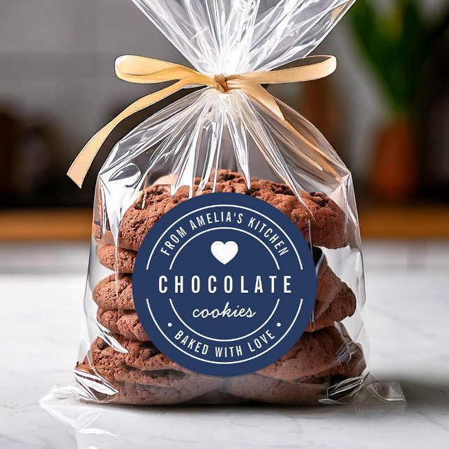 Editable Background Color Baked with Love Classic Round Sticker (Creator Uploaded)