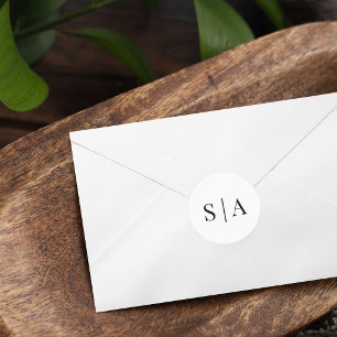 Editable Background Color Wedding Monogram Classic Round Sticker