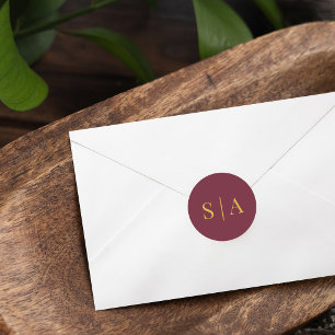 Editable Background Color Wedding Monogram Classic Round Sticker