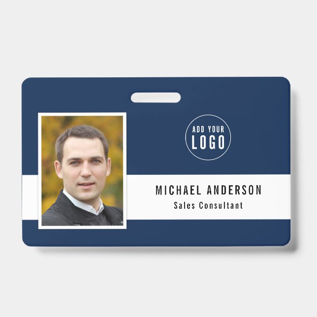 Editable Background Colour Add Your Logo Photo Nam ID Badge (Front)