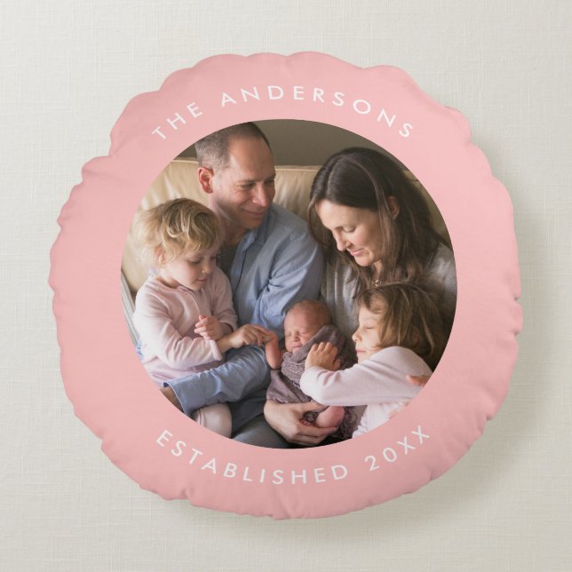 Editable Background Colour Add Your Photo Modern Round Cushion (Front)