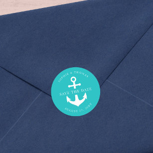 Editable Background Colour Anchor Save the Date Classic Round Sticker