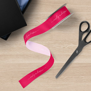 Editable Background Colour Calligraphy Script Satin Ribbon