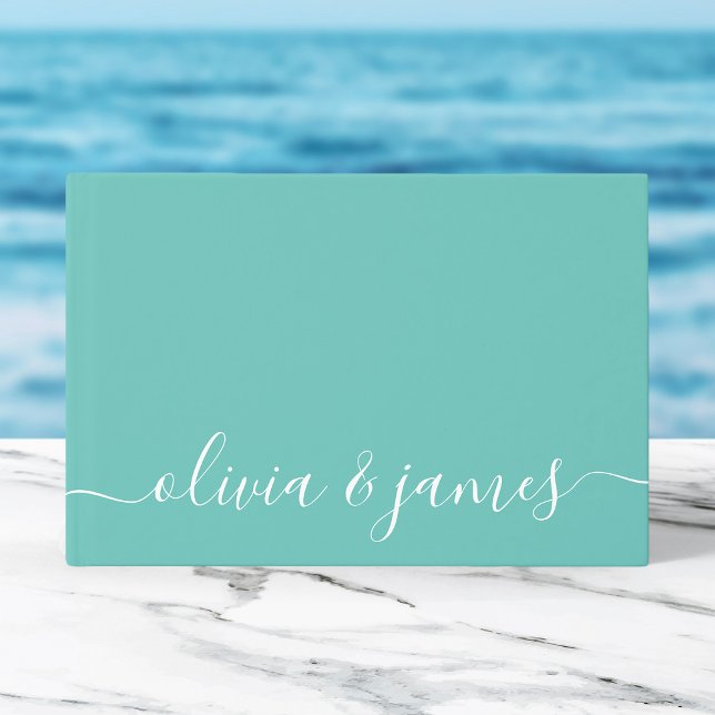 Editable Background Colour Calligraphy Wedding Guest Book (Creator Uploaded)