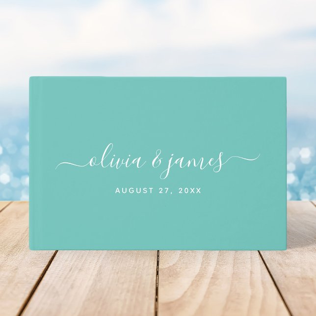 Editable Background Colour Calligraphy Wedding Guest Book (Creator Uploaded)