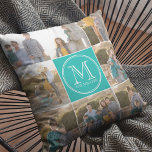 Editable Background Colour Custom Monogram Photo Cushion<br><div class="desc">Monogram Photo pillow featuring round white border that you can add 8 of your own photos and personalise with your initial and name. Additionally you can also edit the background colour (click customise button) of the the middle section where the monogram is set against. Great as gifts for family and...</div>