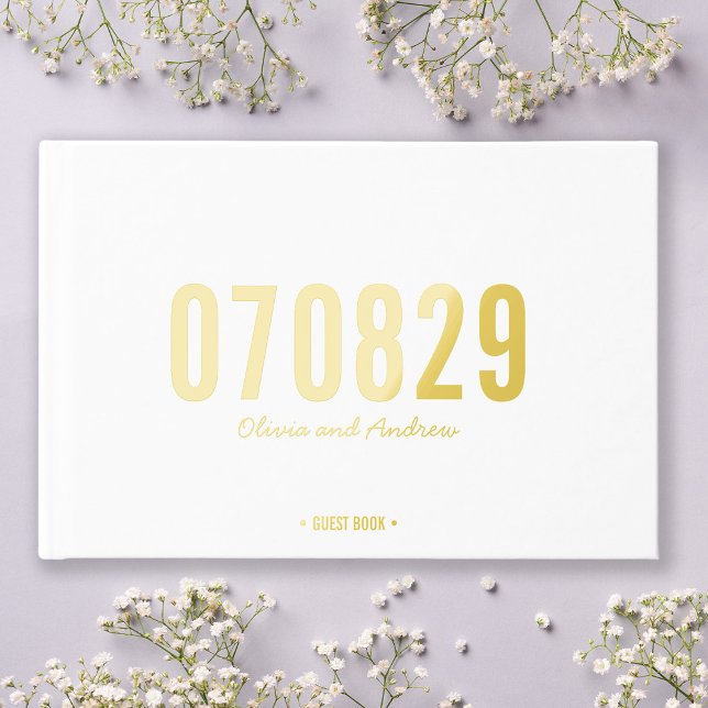 Editable Background Colour Date Bold Modern Weddin Guest Book (Creator Uploaded)