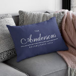 Editable Background Colour Established Family Name Lumbar Cushion<br><div class="desc">This versatile Family Name pillow with editable front and back background colour features your family name in an elegant cursive font and below a thin line, state when your family was established. Change the colour of this pillow and make it suit your home decor colour scheme. Personalise it by replacing...</div>