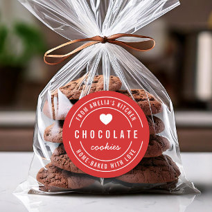 Editable Background Colour Home-baked with Love Classic Round Sticker