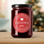 EDITABLE Background Colour Merry Christmas Jam  Classic Round Sticker<br><div class="desc">Round Modern Bold "Merry Christmas Jam" sticker featuring a heart and double border in white against a background colour that is editable (click customise and change background colour). It's perfect for labelling what you've made. Personalise it by replacing the placeholder text. For more options such as to change the background...</div>
