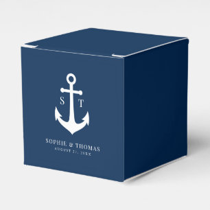 Editable Background Colour Monogram Anchor Wedding Favour Box