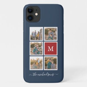 Editable Background Colour Monogram Photo Collage Case-Mate iPhone Case