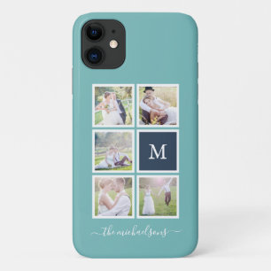 Editable Background Colour Monogram Photo Collage Case-Mate iPhone Case