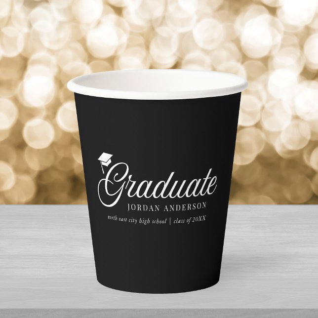 Editable Background Colour Mortarboard Graduate Paper Cups (Creator Uploaded)