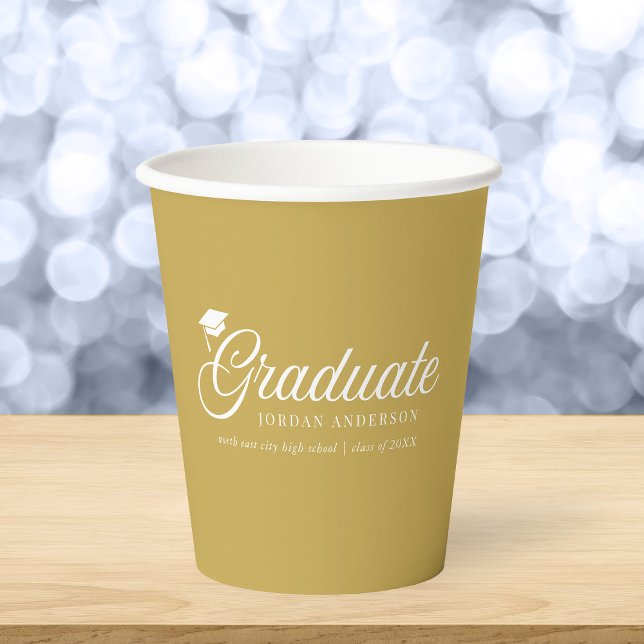 Editable Background Colour Mortarboard Graduate Paper Cups (Creator Uploaded)