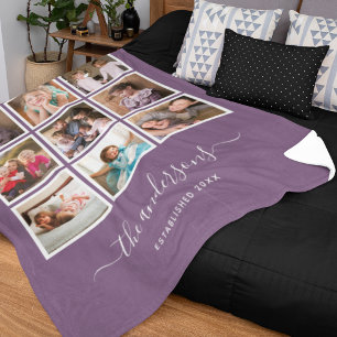 Editable Background Colour Photo Collage Script Fleece Blanket
