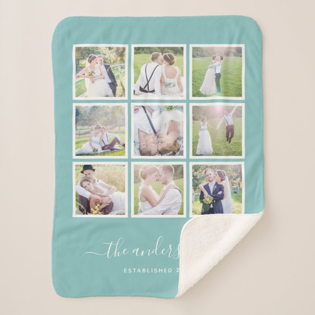 Editable Background Colour Photo Collage Script Sherpa Blanket (Front)