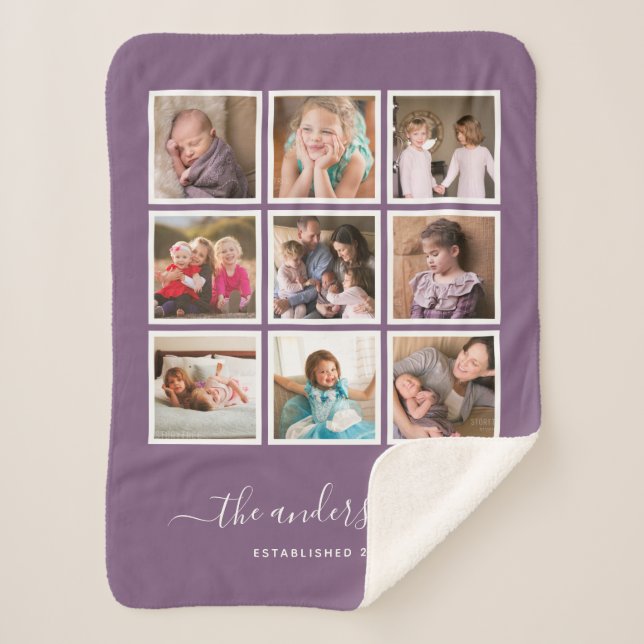 Editable Background Colour Photo Collage Script Sherpa Blanket (Front)