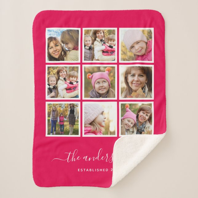 Editable Background Colour Photo Collage Script Sherpa Blanket (Front)