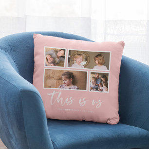 Editable Background Colour This is Us Photo Collag Cushion