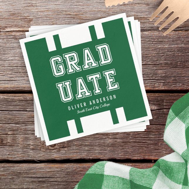 Editable Background Colour Varsity Graduate Napkin (Creator Uploaded)