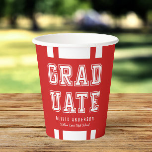 Editable Background Colour Varsity Graduate Paper Cups