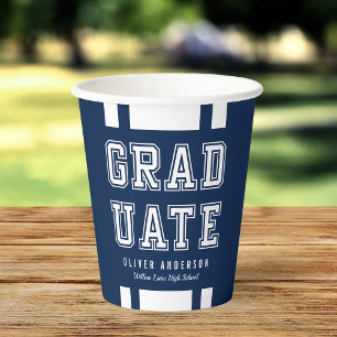 Editable Background Colour Varsity Graduate Paper Cups
