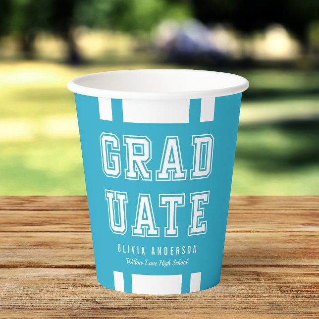 Editable Background Colour Varsity Graduate Paper Cups (Creator Uploaded)