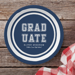 Editable Background Colour Varsity Graduate Paper Plate