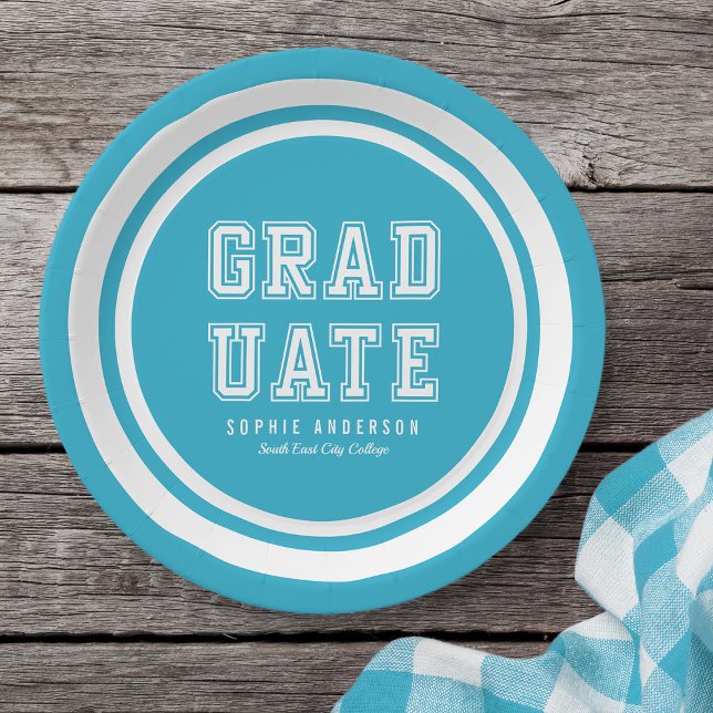 Editable Background Colour Varsity Graduate Paper Plate (Creator Uploaded)